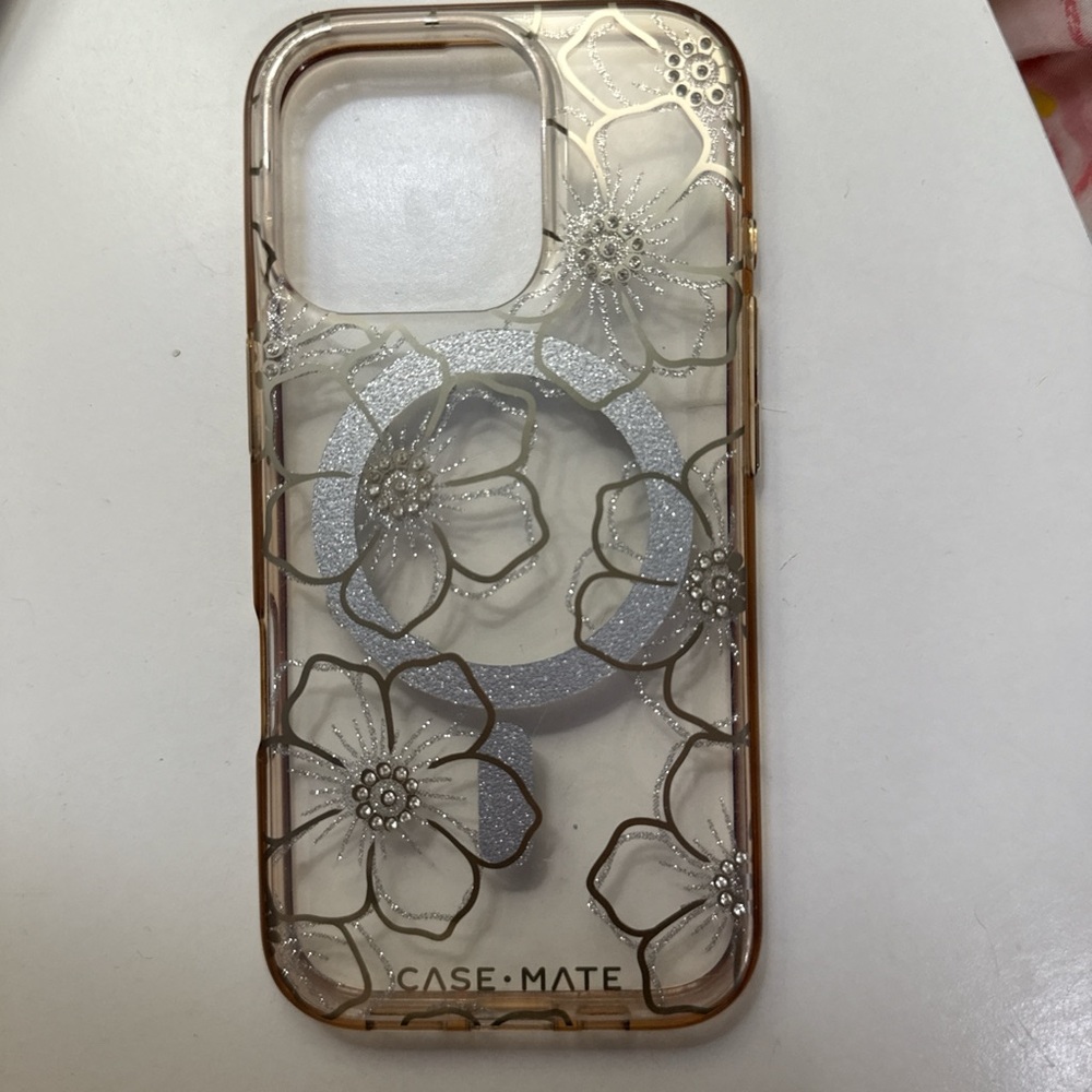 Case-Mate Clear Floral iPhone Case with Silver Ring